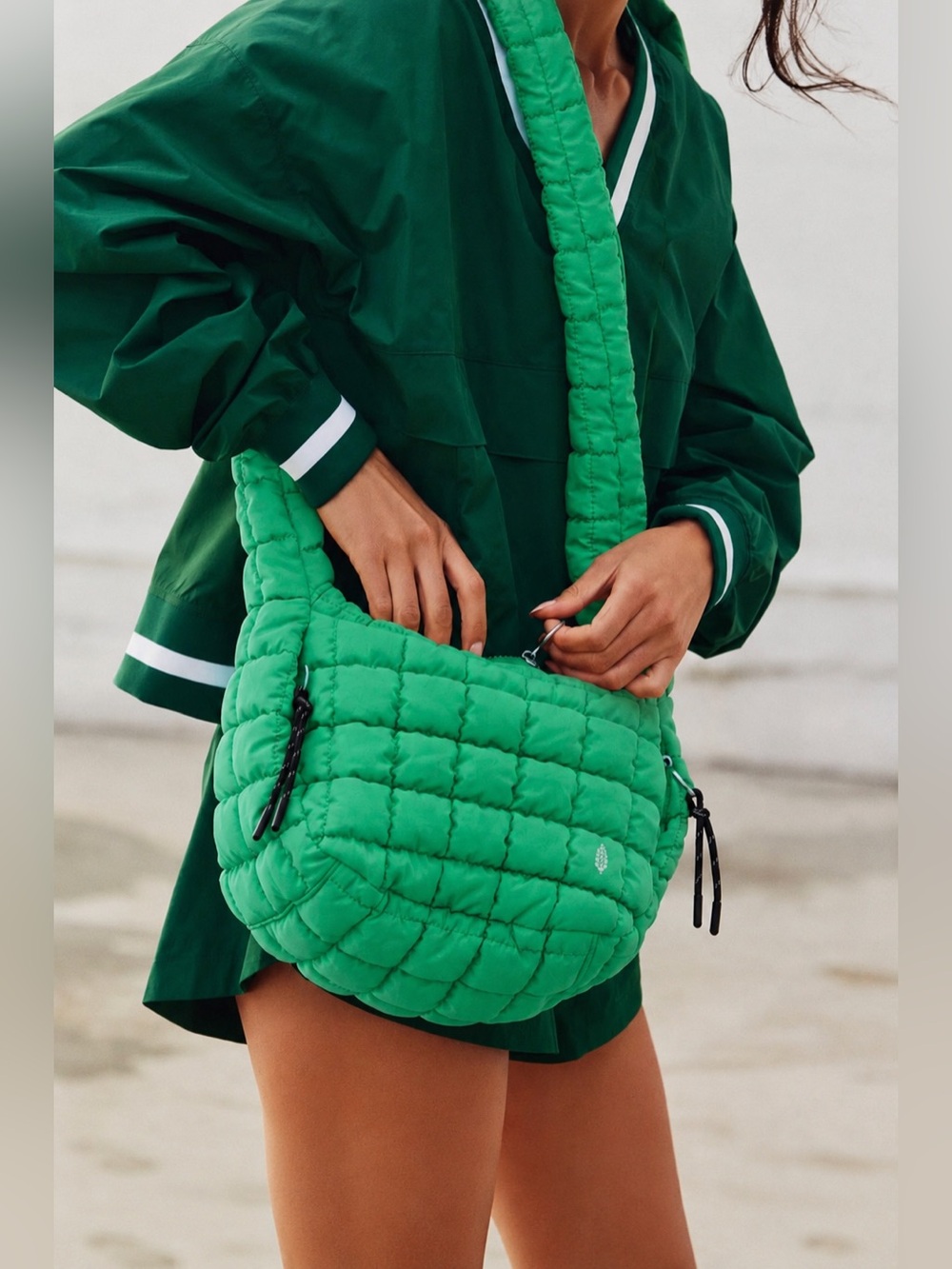 NWOT Free People FP Movement Quilted Baby Carryall Sling Bag - kelly green - ALL